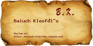 Baluch Kleofás névjegykártya